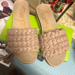 Sam Edelman Women's Beige Braided Slide Sandals